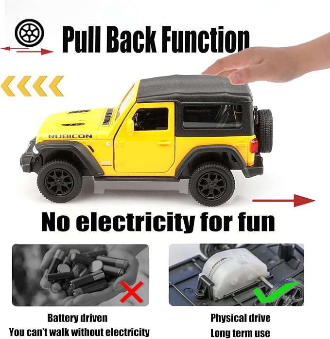 TOKAXI 1/36 Scale Jeep Wrangler 2dr Diecast Car Models,Pull Back Vehicles Toy Cars,Cars Gifts for Boys Girls