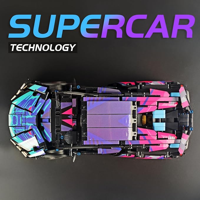 MOCBROPCS STEM Building Car, 1:14 Building Blocks and Construction Toy, Collectible Super Technical Lambo Cars, Gifts for 8-16 Year Old Boys and Adults (1314 pcs)