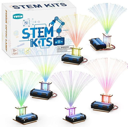 6 Set STEM Kits for Kids Age 6-8 8-10, Bulk Fiber Optic Lights Science Experiments for Classroom, STEM Activities Toys for Boys Girls 8-13 Year Old Gift, Circuit Building Kit, Electric Craft Projects