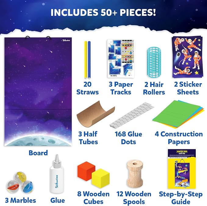 Skillmatics Marble Run STEM Building & Construction Kit – 225+ Pieces, DIY Science, Art & Craft Activity, Build Space Tracks, Educational Toys Gifts for Kids Ages 8, 9, 10, 11, 12 & 13