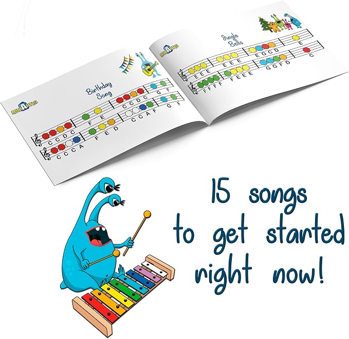 MINIARTIS Xylophone for Kids and Toddlers | 8 Notes Colorful Wooden Xylophone with 15 Music Songbook | Baby Musical Instrument Educational Montessori Toys