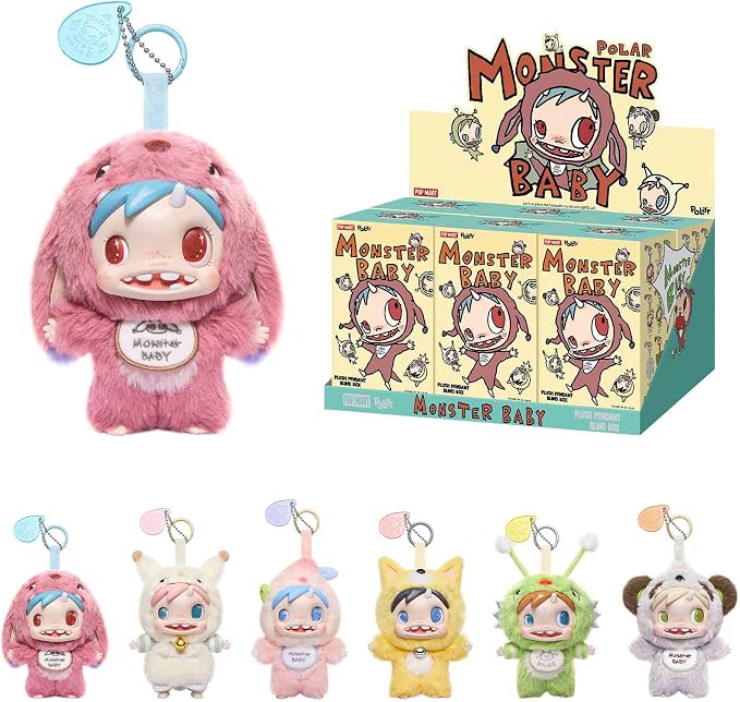 POP MART POLAR-Monster Baby Collection Series Plush Pendant Ver.1 Blind Box, Collectible Toys Decorations, Holiday Birthday Gifts for Girls and Boys, Whole Set