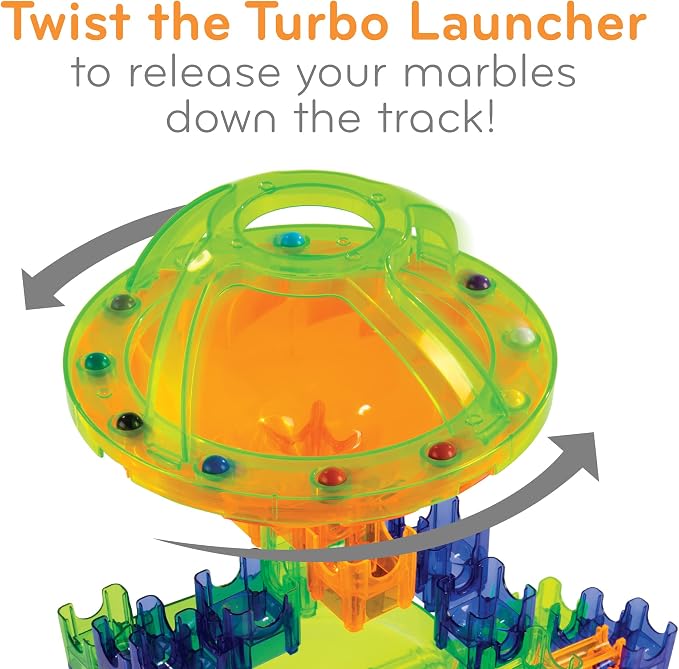 MindWare Q-BA-Maze 2.0 Super Race Set, STEM Marble Run Building Kit with Turbo Launcher and Racing Tracks, Creative Engineering Toy for Kids Ages 6+, Logic and Construction Gift