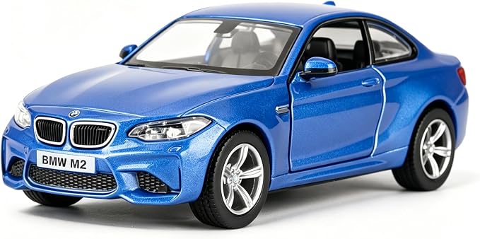 RMZ City 1:36 BMW M2 Toy Car, Diecast Pull Back Model Car, Collection Kids Toy for Aged 3 and up, Gift Blue