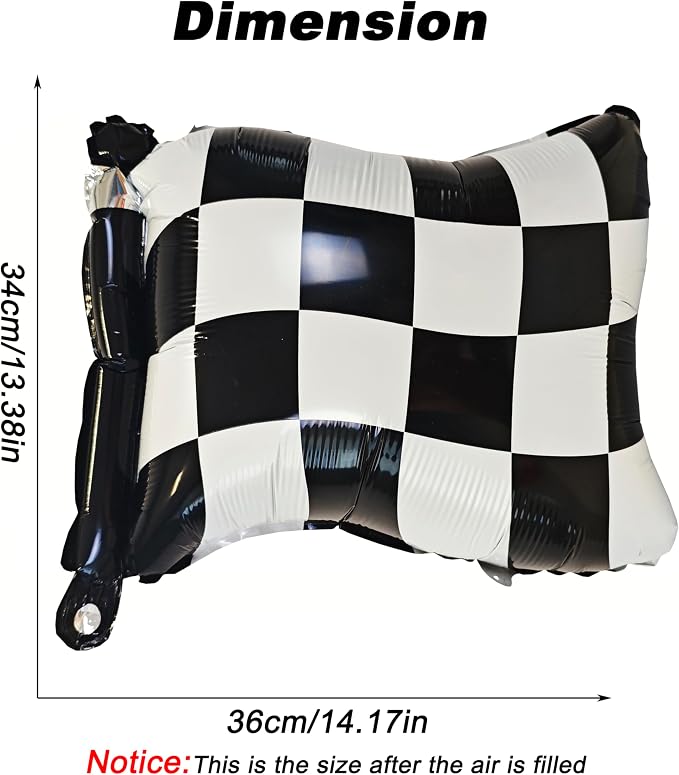 4PCS tire balloons black and white checkered balloon Foil Balloon Race car Tire balloons for birthday boy race Themed party Baby Shower Decorations