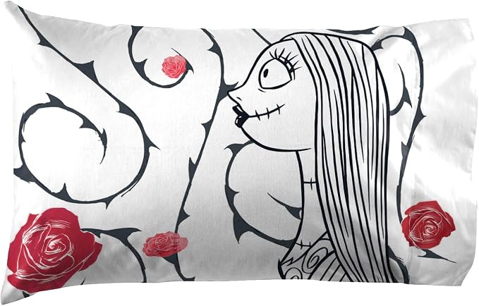 Jay franco Disney Nightmare Before Christmas Moonlight 7 Pc Jay franco Queen Bed Set-Includes Reversible Comforter&Sheet Set-Features Jack&Sally-Super Soft Fade Microfiber-(Official Disney Product)
