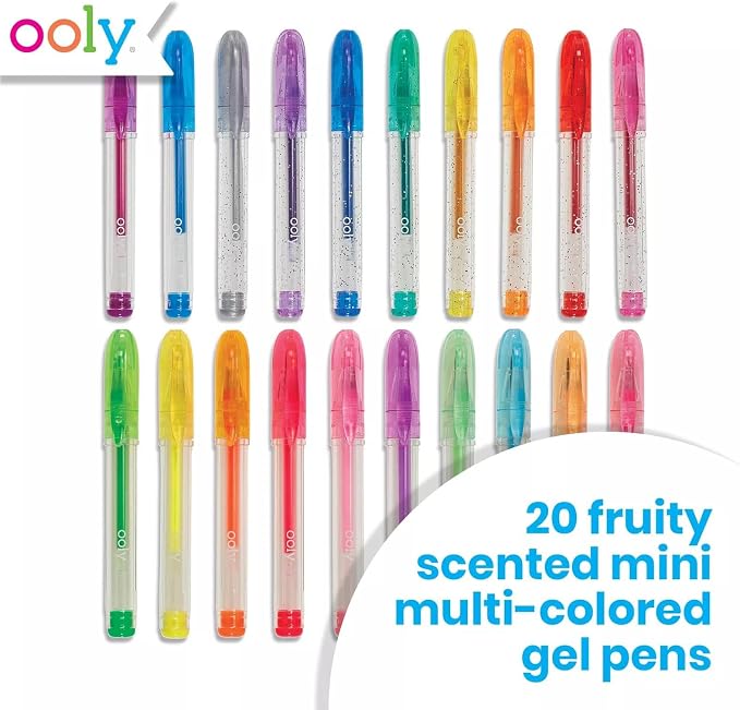Ooly Scented Mini Doodlers Gel Set of 20 Pens - 20 Mini Glitter, Neon and Pastel Scented Gel Pens for Kids and Adults, Art and Stationery Supplies