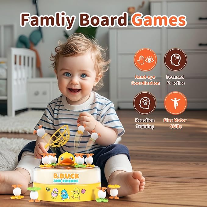 BLF FUN B.Duck Games for Kids Age 4-6, Board Games Bounce and Catch Duck Toys for Kids 4-8, Family Board Games for 5-7 Boys Girls, Birthday Gifts Christmas Party Games for Toddlers 3-5