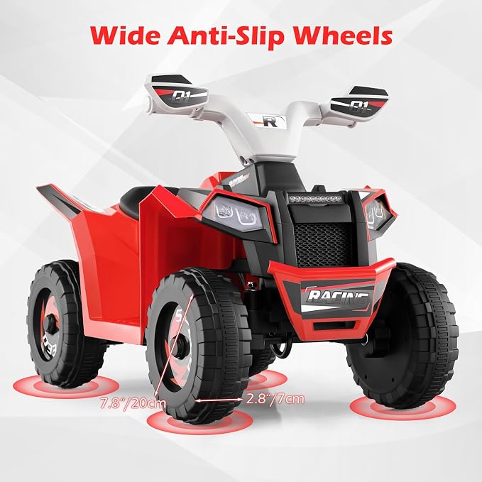 OLAKIDS 6V Kids ATV with Removable Trailer, Forward Backward Function, Widened & Wear-Resistant Wheels, Ride On Toy for Toddlers (Red)