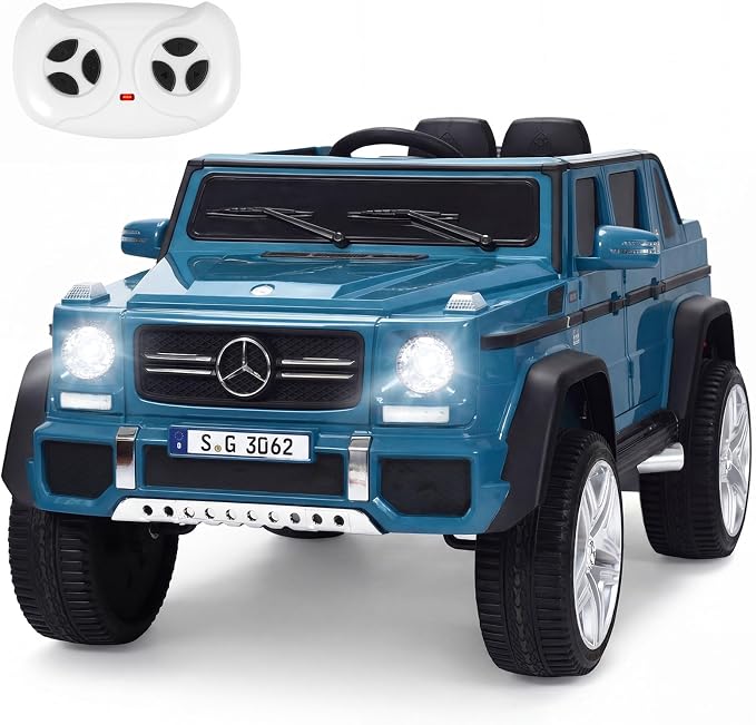 Costzon Ride on Car, Licensed Mercedes-Benz Maybach, 12V Battery Powered Vehicle Toy w/ 2 Motors, Remote Control, 3 Speeds, Lights, Horn, Music, Aux, Storage, Truck, Electric Car for Kids (Navy)