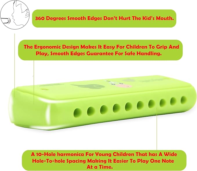 Crafteem Color Blues Harmonica, Key of C for Kids, Children, Toddler and Beginners,10 Hole 20 Tones Musical Instrument Toy Gift