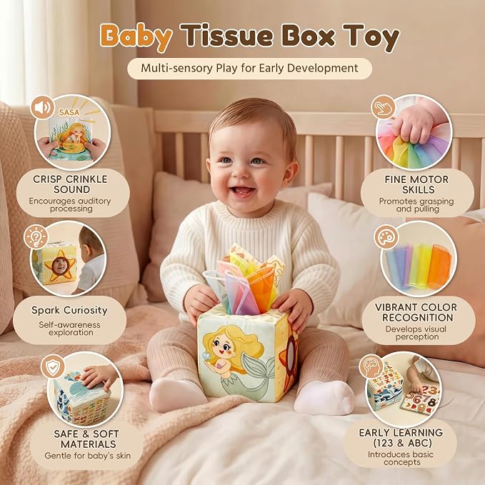 Baby Toys for 6-12 Months, Montessori Toys for Babies 6 Months+ | Shape Sorter, Stacking Rings, Sensory Baby Blocks, Educational Montessori Toys for 6+ Months, Neutral Baby Birthday Gift Set
