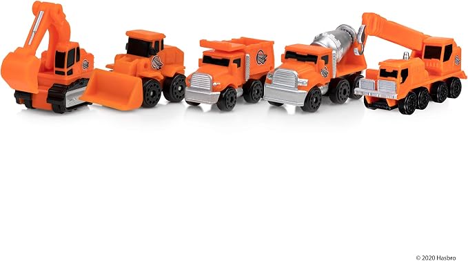 Micro Machines MMW0021 Construction Crew Pack, Features 5 Plus Corresponding Scene-Highly Collectible Themed Toy Cars – Tiny Vehicles, Huge World, Orange