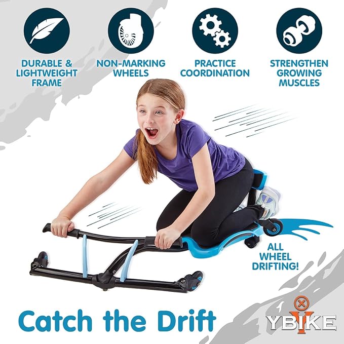 YBIKE Leap Self Propelled Ride On Drifting Racer Riding Toy for Boys and Girls Ages 4 – 9 - Blue