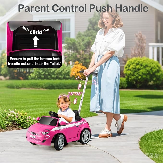 Licensed Fiat 500 Ride on Push Car by INFANS, 3 in 1 Baby Stroller Sliding Walking Car with Retractable Footrest, Parent Control Handle, Horn, Foot-to-Floor Toys for Kids Toddlers 18 Month+ (Pink)
