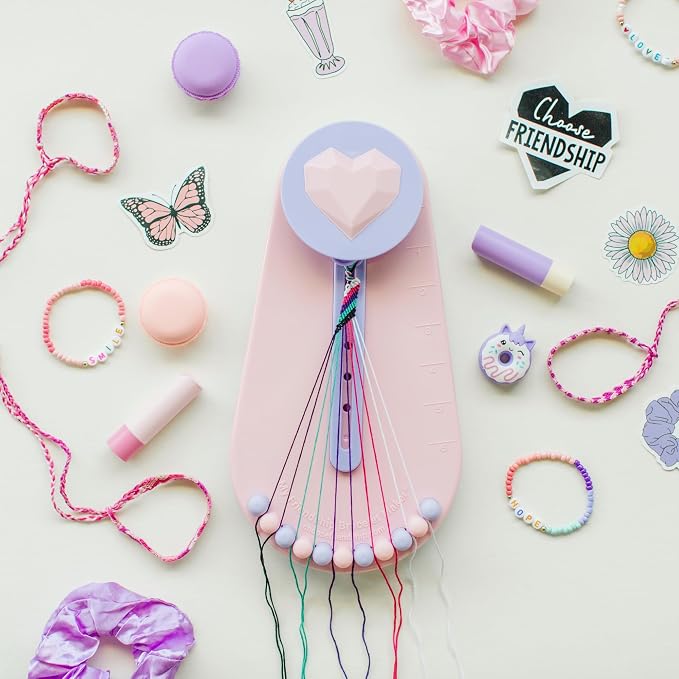 Choose Friendship Bracelet Making Kit – DIY Craft Loom for Kids Ages 8+, New & Improved Design, Includes 20 Threads, Makes 8 Bracelets, Pink “Blush Berry