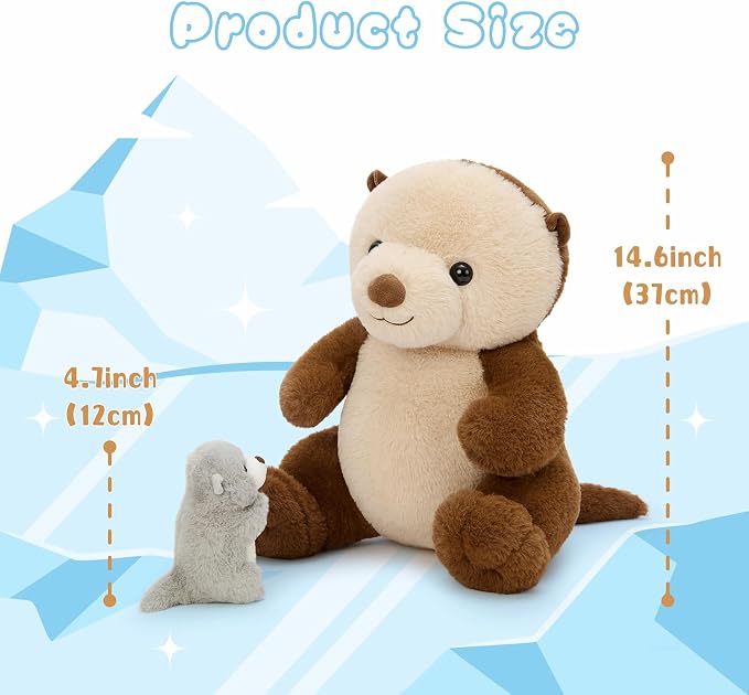MaoGoLan 5pcs Otter Stuffed Animal - 14.5" Mommy Sea Otter Plush with Babies Inside, Soft Cute Stuffed Otter Plushies Toy for Kids Boys Girls, Ideal Gift for Christmas Birthday Holidays