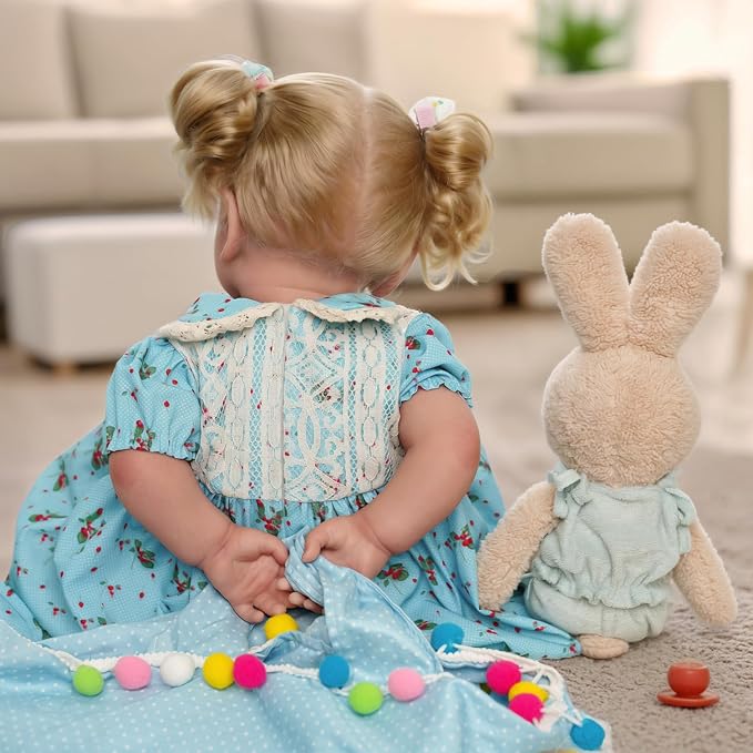 JIZHI Lifelike Reborn Baby Dolls - 18 Inch Realistic-Newborn Baby Dolls Blond Girl Handmade Real Life Baby Dolls with Clothes & 4X Diapers for Kids Age 3+