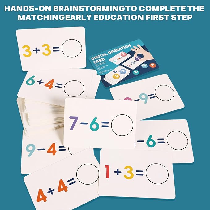 Montessori Digital Operation Cards 54 Cards with 108 Faces Addition & Subtraction Games for Toddlers Early Math Learning Toys with Mnemonic Table