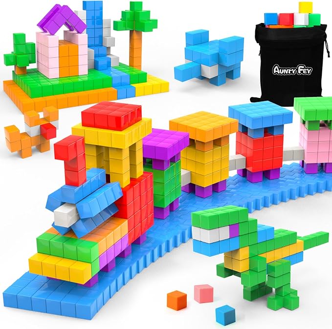 AuntyFey 32 Pcs Building Blocks Cubes Blocks for Kids, Learning Educational Stem Blocks for Kids Ages 4-8
