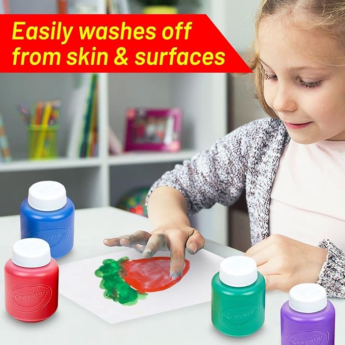 The Mega Deals Kids Painting Set - Washable Non-Toxic Finger Paints (10 Colors of 2 oz) with 10 Paint Cups, 10 Brushes, Kids Smock Mess-Free Toddler Art Supplies Painting Kit for Kids Gift Bundle
