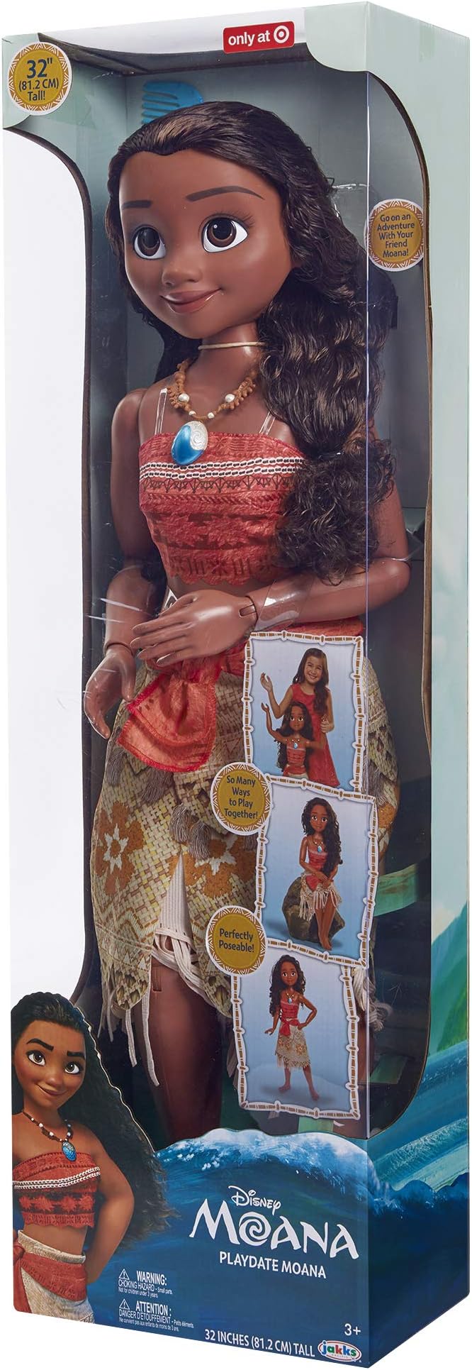 Disney Moana Doll 32" Tall Playdate Perfectly Poseable Doll, Includes Hair Comb, Playdate Moana Fashion Doll, Moana Doll Stands 32 Inches Tall! Great Gift for Girls