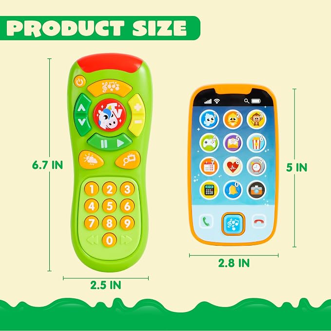 JOYIN Baby Toy Phone, Remote and Smartphone with Music, Fun Learning Musical Toys for Babies, Boys or Girls, Holiday Stocking Stuffers, Birthday Gifts for Kids