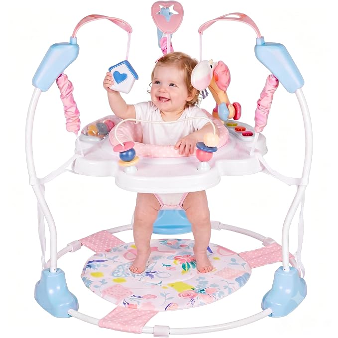 Baby Activity Center, 3-in-1 Baby Jumper, Infant Activity Center with 360° Rotating Seat, Music, Lights, 3 Adjustable Heights, Infant Activity Jumper for 6+ Months JP2402