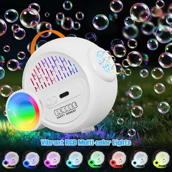IFLOVE Automatic Bubble Machine for Kids Toddlers, RGB Light 4000+/Min | 4,000+ bubbles per minute, RGB light show, long-lasting runtime, 10 refill packs, hands-free fun for ages 3-8