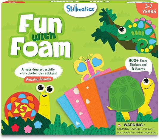 Skillmatics Foam Sticker Art Activity - Animals, Mess-Free Fun for Kids, 800+ 3D Foam Stickers, DIY Felt Craft Kits, Gifts for Boys & Girls Ages 3, 4, 5, 6, 7