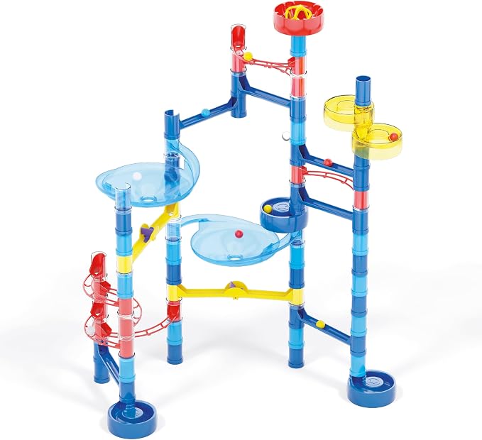 Quercetti Migoga Marble Run Ocean - Set Includes 93 Pieces to Build Tracks, 12 Colored Marbles and Multi-Start for Simultaneous Launches - STEM Toy for Educational Play, for Kids Ages 5 Years +