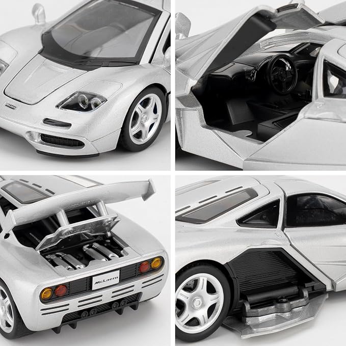 1/32 Car Model Compatible for Collectible McLaren F1 Supercar Diecast Toy Car, Zinc Alloy Pull Back Vehicles Toy with Sound and Light for Adult Boys Girls 3 4 5 6 7 8 Silver