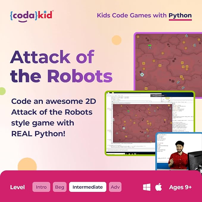 Python for Kids, Award-Winning STEM Courses, Coding for Kids, Ages 10+ with Online Mentoring Assistance, Learn Computer Programming and Code Amazing Games with Python (PC & Mac) (Box Art Varies)