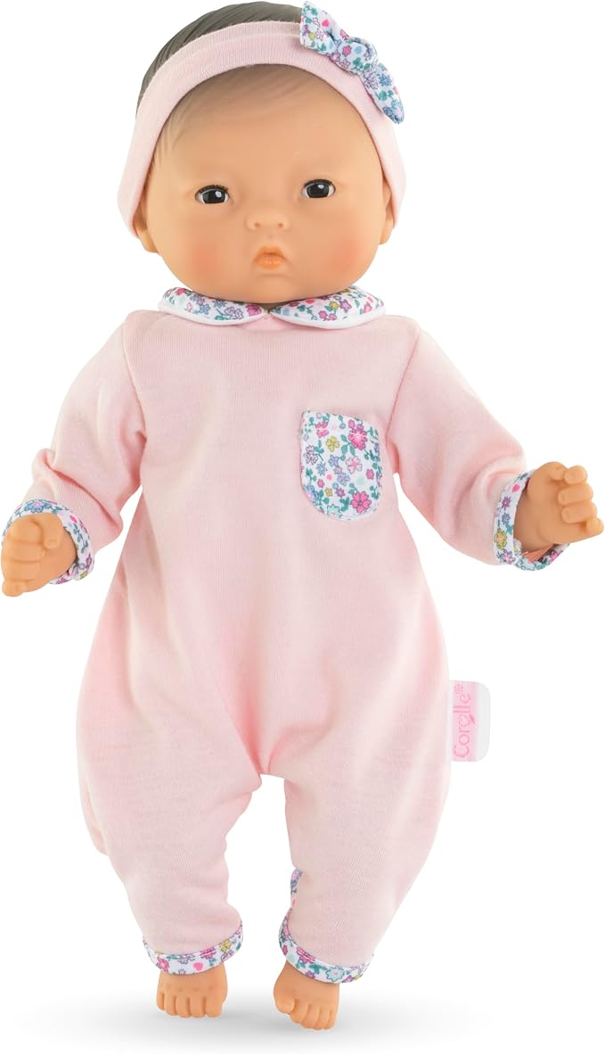 Corolle Bébé Calin Mila - 12" Soft Boy Baby Doll with Vanilla Scent, Pink Outfit & Sleeping Eyes for Girls Ages 18 Months+, Cute Reborn Realistic Baby Dolls for 2 Year Old Girls