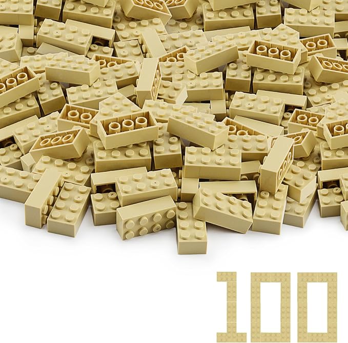 100pcs 2x4 Bricks Tan Parts Pieces Classic Building kit Creative Set Basic Blocks Toy Accessories Compatible with 3001 Major Brands