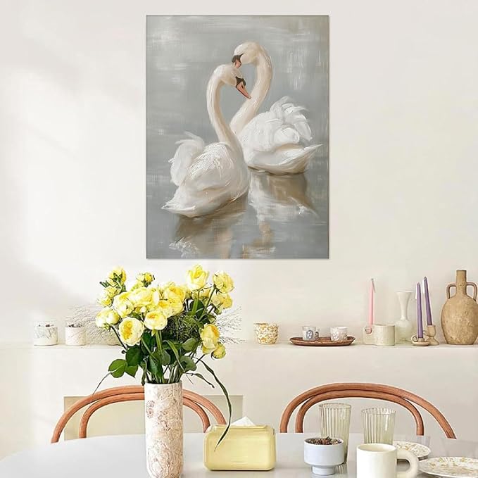 Paint by Numbers for Adults and Kids Beginner, Vintage Swan Painting by Number Kits On Canvas Number Artist Paint by Number Kit Oil Painting Acrylic Paints Home Wall Decor Gift 12X16 inch