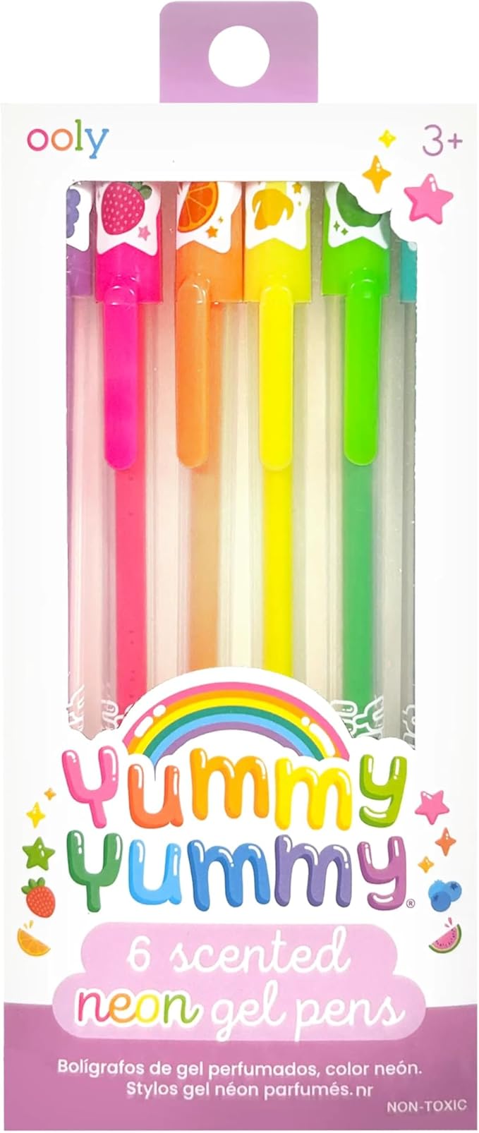 Ooly Yummy Yummy Scented Gel Pens Neon Set of 6 - Fruity Scented Gel Ink Pens for Kids, Vibrant Colors, 1.0mm Nib, Ages 3+