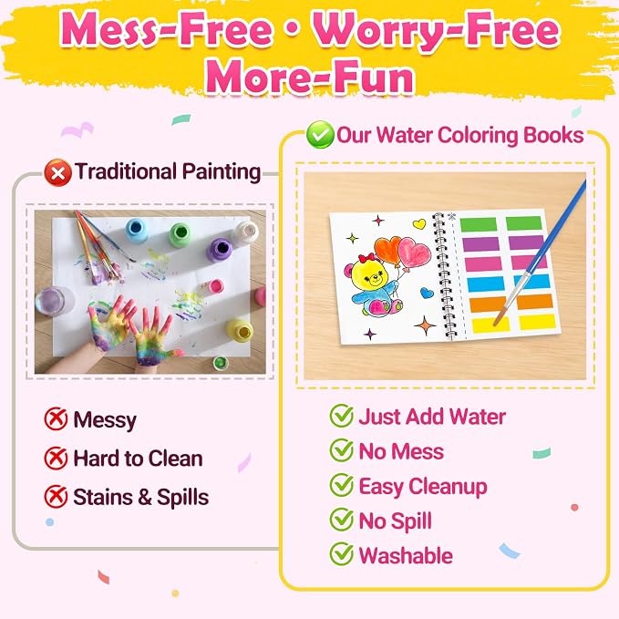 Coloring Books Party Favors for Kids - 24 Pack Mini Water Coloring Books Paint Sets for Kids, Goodie Bags Stuffers Students Classroom Gifts Bulk, Easter Basket Stuffers Bulk