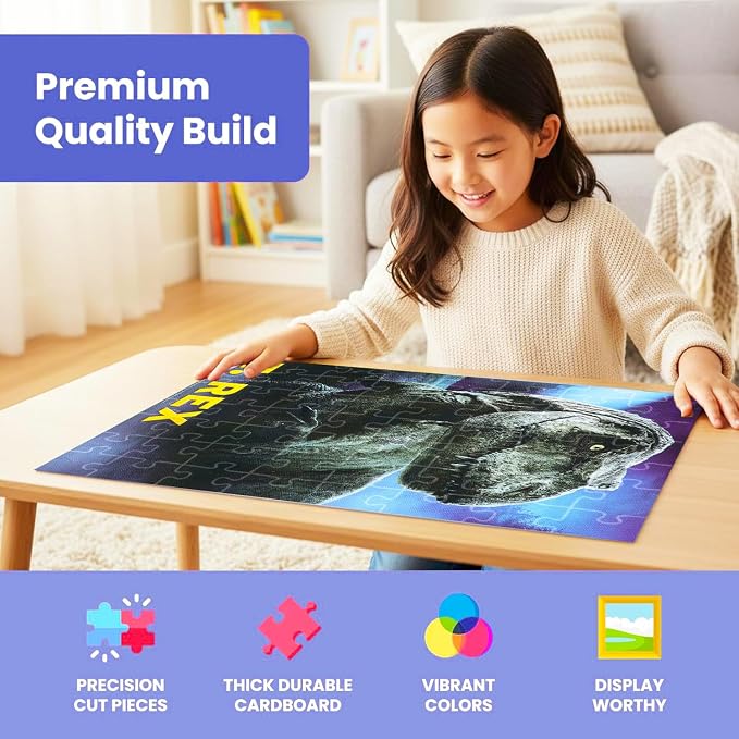 Jurassic World 3D Puzzle Set - Bundle with 48 Pc Dinosaur Jigsaw for Boys Plus Stickers, More | Jurassic World Jigsaw 9x12 Puzzle Pack for Kids