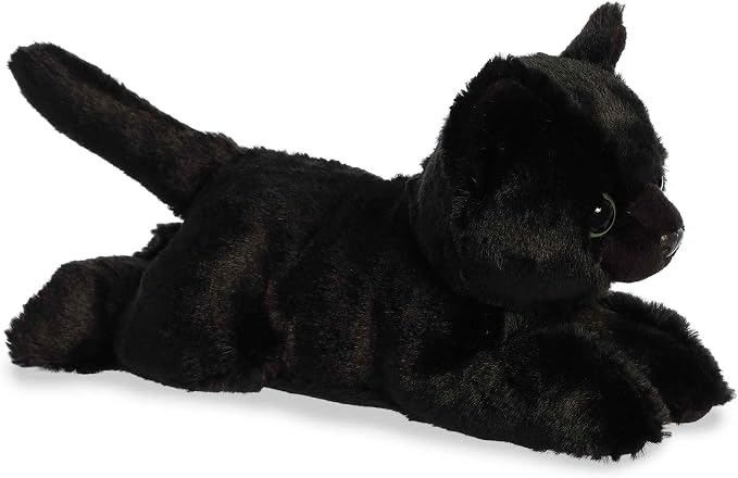 Aurora® Adorable Mini Flopsie™ Twilight Cat™ Stuffed Animal - Mini Companions Ready for Playful Adventures - for Kids All Ages, Toddlers, Adults, and Families - Black 8.5 Inches