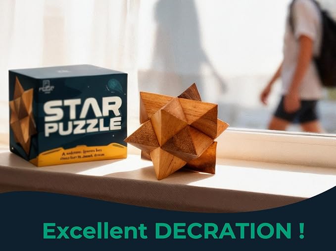BSIRI Adults Games Gifts Wooden Star Cube Puzzle Game Brain Teasers of the Logic Game Adults Seniors and Teen to Challenge Puzzles for Fun Entertaining Things and Fun Tools of Parents
