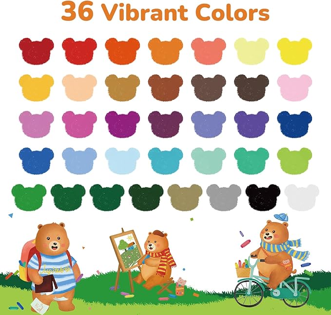 JUPITEARTH 36 Color Twist Crayons for Toddlers 1-3 and Kids 4-8, Non-Toxic Washable Crayons 2-4, Ultra-Silky Easy-Grip Art Supplies, Ideal Coloring Gift for Boys and Girls