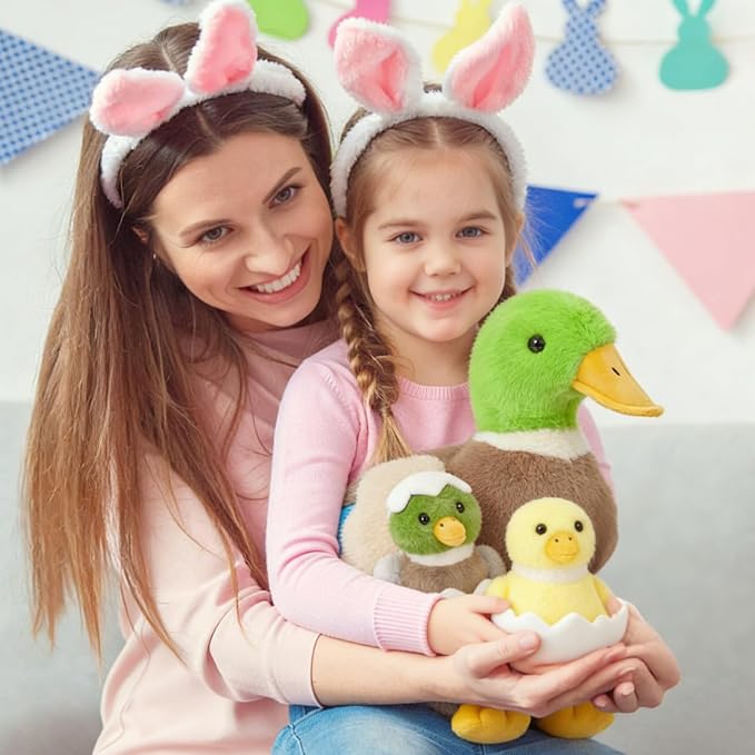 MaoGoLan 6Pcs Plush Duck Toys 16'' Mallard Mom with 4 Ducklings & Eggs Inside - Duck Stuffed Animals Bulk for Girls Valentines Gifts Party Favors Decorations Christmas Birthday