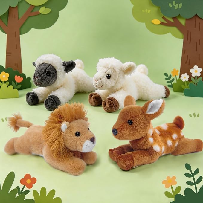 Sheep Stuffed Animal for Kids,8 inch Realistic Animal Plush Sheep Toy Lying Down Posture Animals,Plush Lamb for Boys Girls Adult Birthday Hug Teaching(S-Black Sheep)