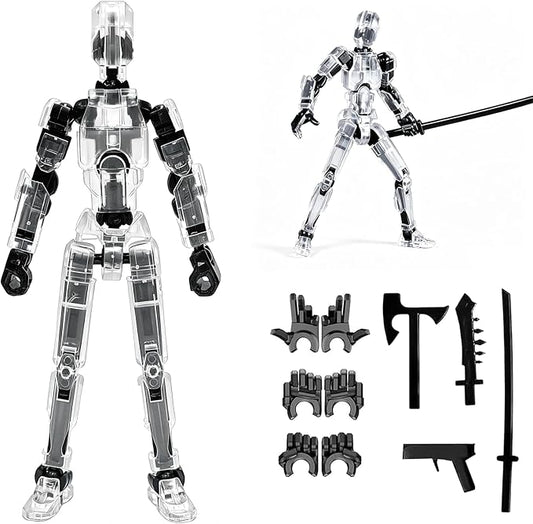 DANONI Titan13 Action Figure, Lucky Robot 13 Action Figures, 3D Printed Multi-Jointed Movable Action Figure, Dummy Robot 13 Figures Toy for Desktop Decorations Game Gifts (Transparency)