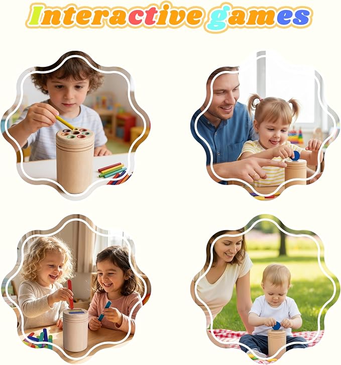 Wooden Montessori Baby Toddler Toys, 3 in 1 Educational Sensory Color Sorting Toys for Toddlers 1-3, Educational Color Sorting Fidget Sensory Toys