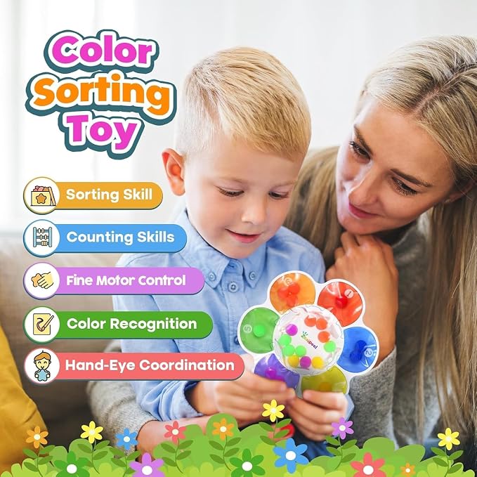 ZaxiDeel Sensory Toys Color Sorting Toys: Quiet Fidgets for Classroom Montessori Toy for Toddlers, Preschool Learning Activities Calm Dwon Travel Toy for Boys Girls Gifts Ages 3+
