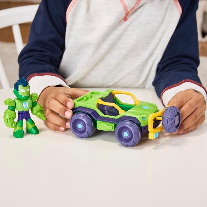 Marvel Iron Man and his Awesome Friends Iron Hulk Iron Racer Action Figure & Toy Vehicle, 3-Inch Super Hero Toys for Kids, Ages 3+