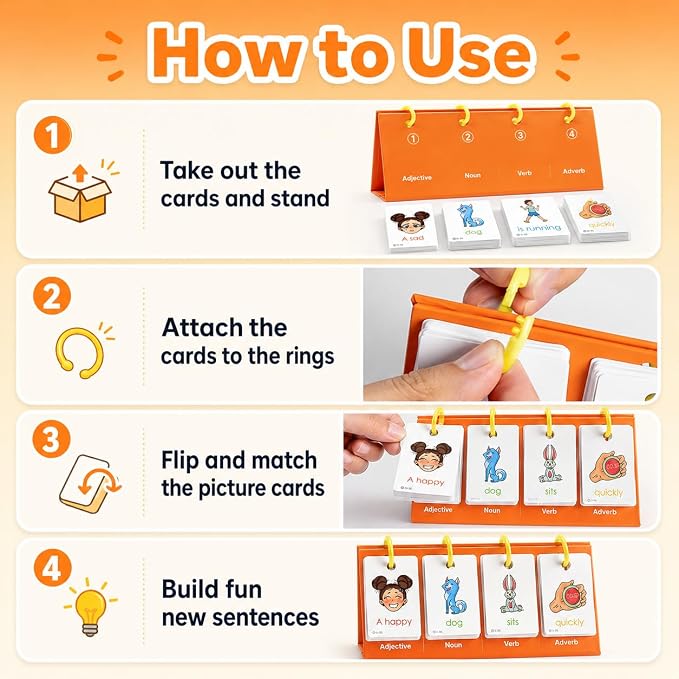 Alened Phonics Flash Cards Sentence Building for Kids, Learn to Read Sight Words Phonics Flashcads, Special Education Homeschool Classroom Supplies