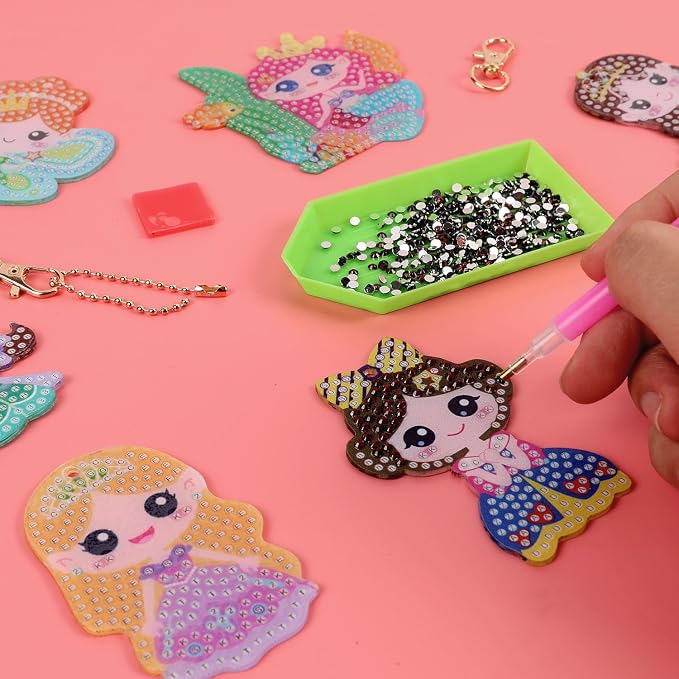Labeol Arts and Crafts for Kids Ages 8-12 - Creat Your Own GEM Keychains-5D Diamond Art by Numbers GEM Art Kits for Kids Girls Toddler Crafts Age 6-7 6-8 10-12 (Princess)